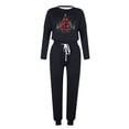 thumbnail image 4 of asdoklhq Warm Pajamas for Women Fashionable Loose Printed Long Sleeved Round Neck Drawstring Casual Set Black M, 4 of 4