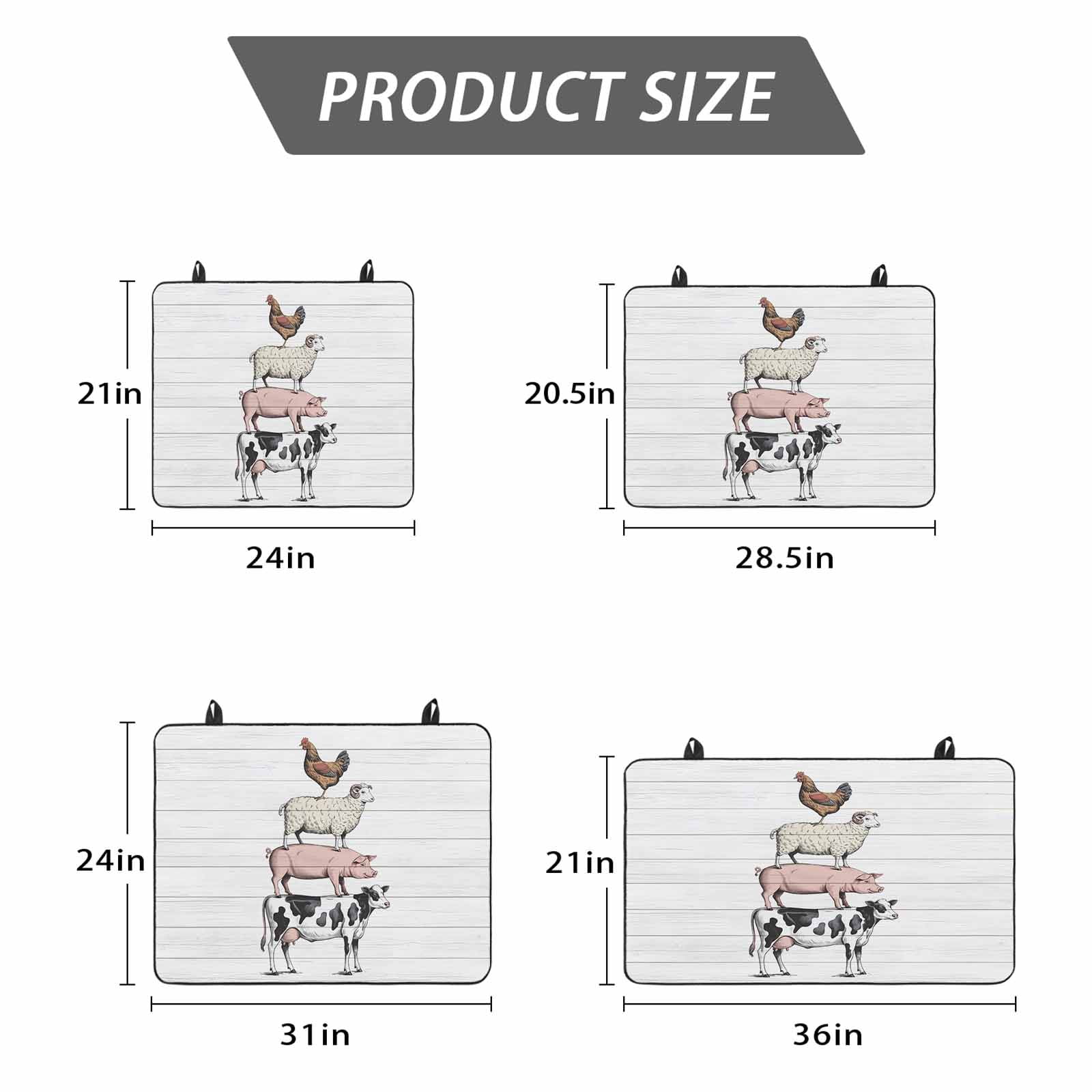 Farmhouse Wooden Grain Stove Top Cover for Electric Stove, Heat-proof & Non Slip Glass Top Stove Cover Protector, Modern Country Cow Pig Chicken Kitchen Flat Cooktop Rubber Mat 36x21 Inches