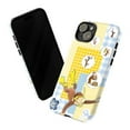 thumbnail image 3 of Curious Monkey Yellow Blue Patchwork Phone Case for iPhone 11 12 13 14 15 16 Pro Max, Cute Cartoon Diving & Pancake Design, Colorful Protective Cover, 3 of 6