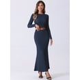 thumbnail image 3 of DARING DIVA Women's 2 Pieces Crop Top High Waist Mermaid Maxi Skirt Set XL Dark Blue, 3 of 6