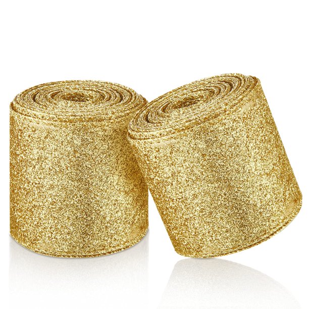 Cinta decorativa Dilunave Gold de 6,3 cm x 9,2 m, 2 rollos