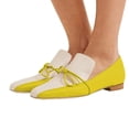 thumbnail image 2 of YDN Women Comfortable Bowknot Round Closed Toe Flats Loafers Slip on Stacked Low Heel Pumps Casual Office Lady Shoes Size 9.5 Yellow, 2 of 5