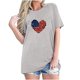 thumbnail image 1 of Camisetas de Manga Corta para las Mujeres Día de la Independencia Impresión Básica Camiseta de Verano, Cuello Redondo Casual Camiseta Blusa, 1 of 4