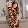 thumbnail image 3 of Lsque Woodland Creatures Floral Pattern Nightgowns for Women Sleep Shirts Short Sleeve Nightshirt Pullover Nightdress Soft Sleepwear Relaxed Fit Nightdress, 3 of 6