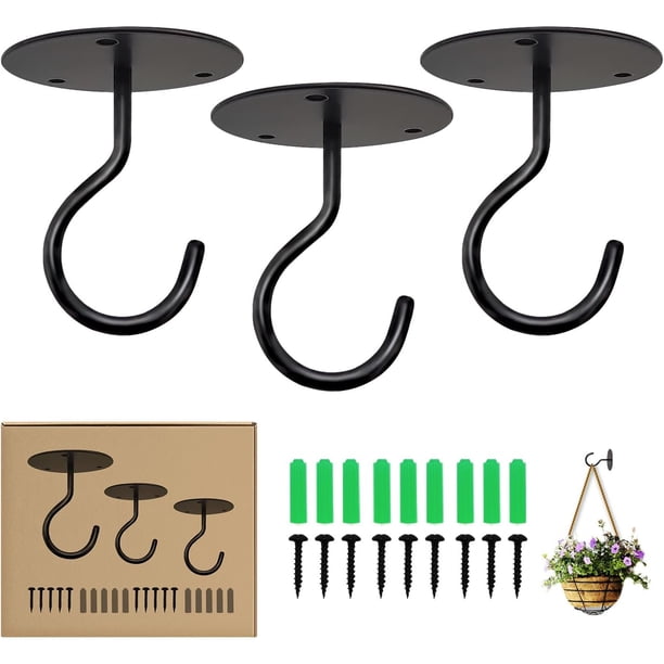 Ganchos de techo para colgar plantas, ganchos de metal para plantas con montaje en pared para colgar plantas, comederos de pájaros, carrillones, linternas, macetas - Ganchos de decoración