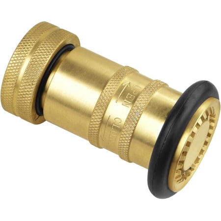 Brass Fire Hose Nozzle 1 Inch NH NST Adjustable Fog and Straight Stream Water Spray for Home and Garden