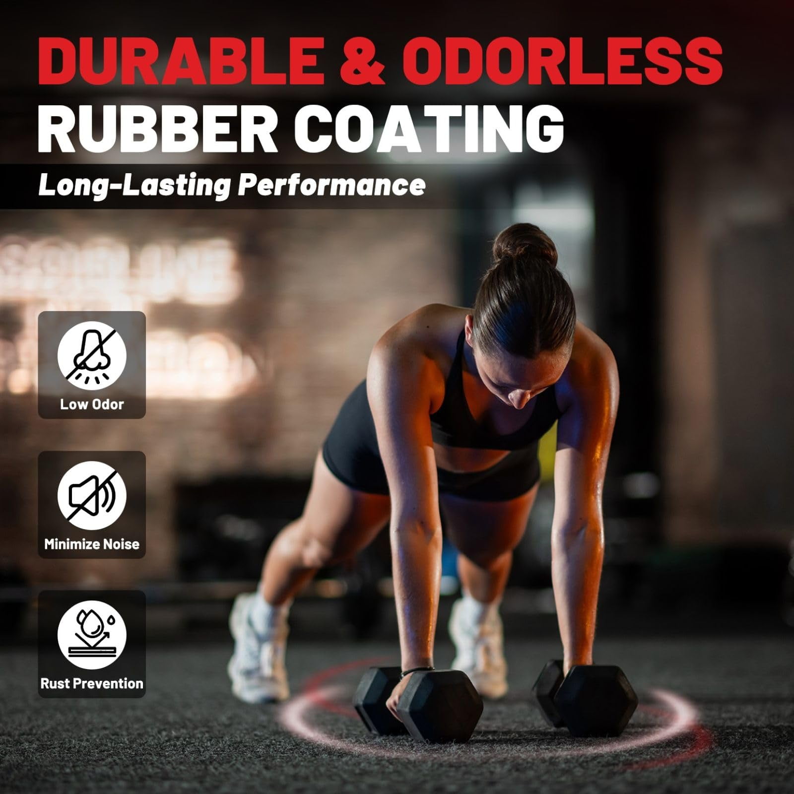 ROALW HEX Dumbbell 105 lb Set, Rubber Encased Home Gym Dumbbells, Exercise & Fitness Weights Dumbbells for Women & Men, Hand Weight for Strength Training