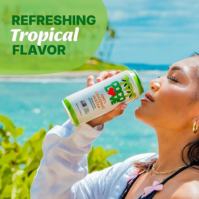 Coco Love Coconut Water, 16.9 fl oz, 12 Pack Count, Liquids