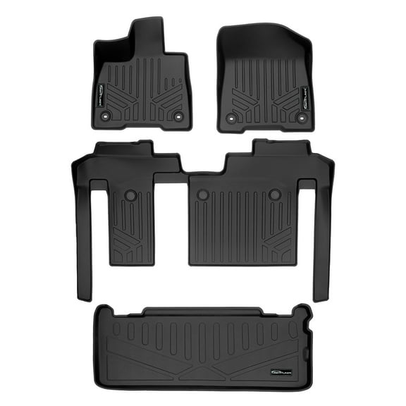 SMARTLINER 3 Rows Custom Fit Floor Liners Compatible with 2021 - 2025 Toyota Sienna 8 Passenger (Hybrid | Cargo Without Spare Tire)