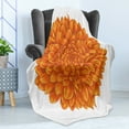 thumbnail image 4 of Dahlia Flower Soft Flannel Fleece Blanket, Funk Art Old Vintage Floral Leaf Love Valentine's Day Special Celebration Theme, Cozy Plush for Indoor and Outdoor Use, 60" x 80", Orange, by Ambesonne, 4 of 5