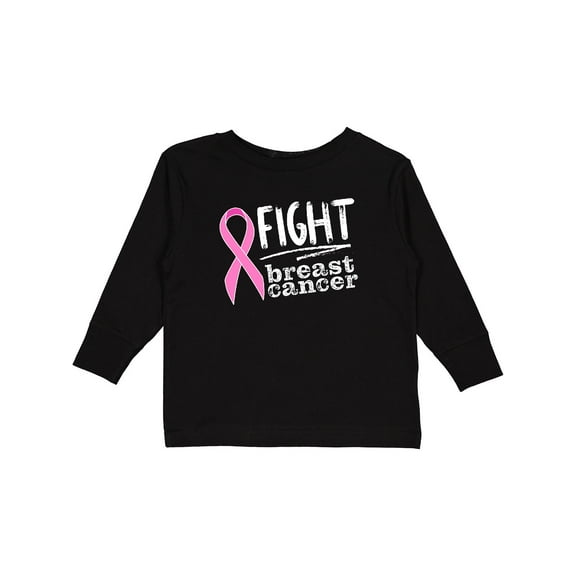 Inktastic Fight Breast Cancer Pink Ribbon Boys or Girls Long Sleeve Toddler T-Shirt