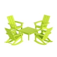 thumbnail image 5 of WestinTrends Ashore 5 Piece Patio Rocking Chair Set, All Weather Poly Lumber Adirondack Rocker Conversation Set Porch Patio Chairs Set of 4 with Low Coffee Table, Lime, 5 of 10