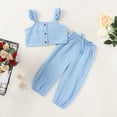 thumbnail image 2 of xiaxaixu Kids Baby Girl Set Sleeveless Ruffle Button Cropped Vest Tracksuits, 2 of 9