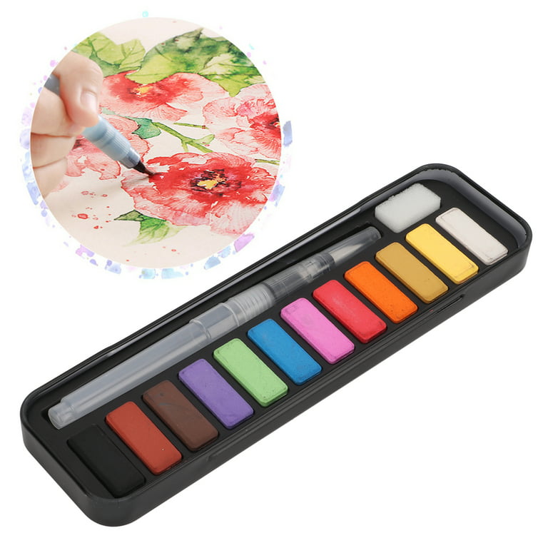12 Colors Solid Watercolor Paints With Painting Brush for Children Kid DIY  Art Painting Drawing Tools Set New