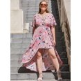 thumbnail image 3 of Vestido Talla Extra Asimétrico Estampado Floral Rosegal  Vestidos casuales de talla grande, 3 of 5