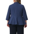 thumbnail image 4 of Agnes Orinda Women's Plus Size Blazers Lapel 3/4 Sleeve Peplum Open Front Casual Business Cardigan Jackets 2X Navy Blue, 4 of 7