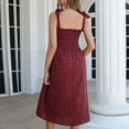 thumbnail image 4 of LYXSSBYX Summer Dresses 2024 Casual Women's Summer Sexy Fashion Casual Contrast Plaid Sling Bandage Midi Dress, 4 of 8