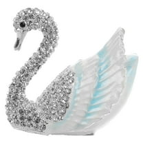 Swan Jewelry Box Animal Trinket Case Tin Glitter Swan Figure Statue Ring Necklaces Holder Jewelry Organizer For Home Office Table Collectible Sky-Blue