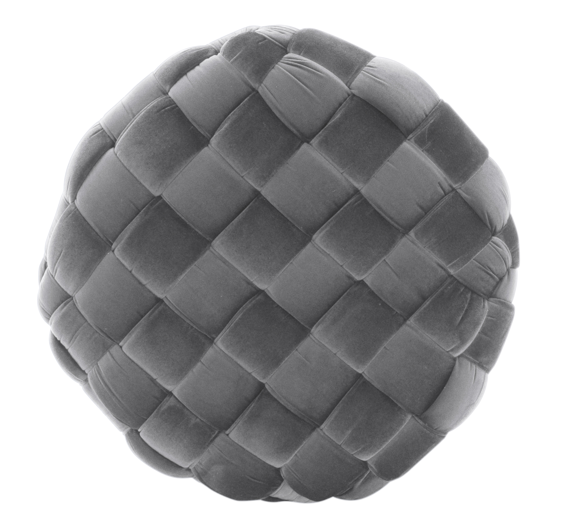 Powell Anya Round Handwoven Velvet Ottoman with Hairpin Legs, Gray