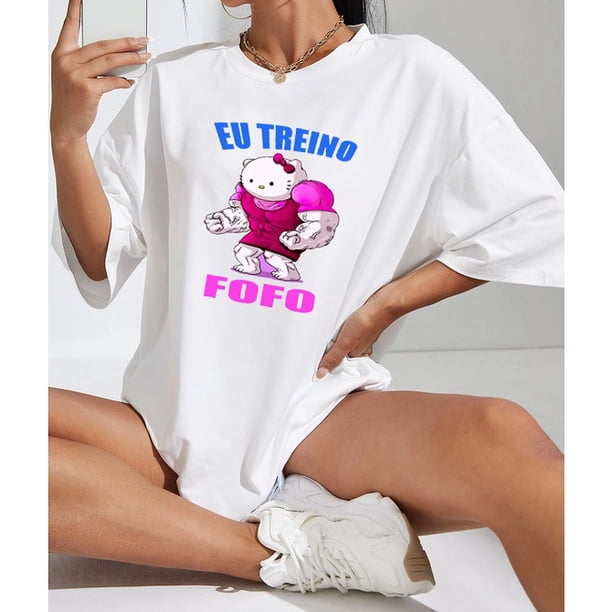 Camiseta Eu Treino Fofo Unisex Hello Kitty Musculoso Maromba Deng Xun unisex