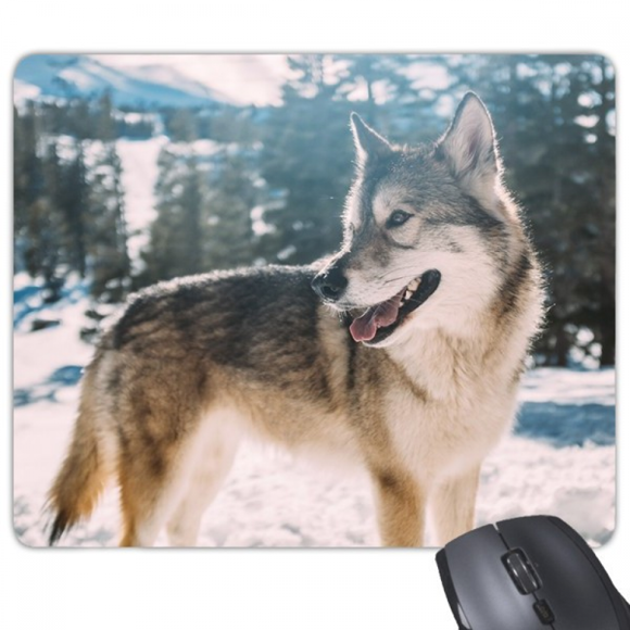 Sle White Dog Snow Picture Mouse Pad Non-Slip Rubber Mousepad Game Office