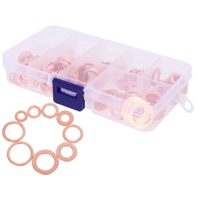 LOLIPPYY 1Set Copper Crush Washer Assortment Oil Drain Plug Gasket Set for Fastening and Sealing Applications
