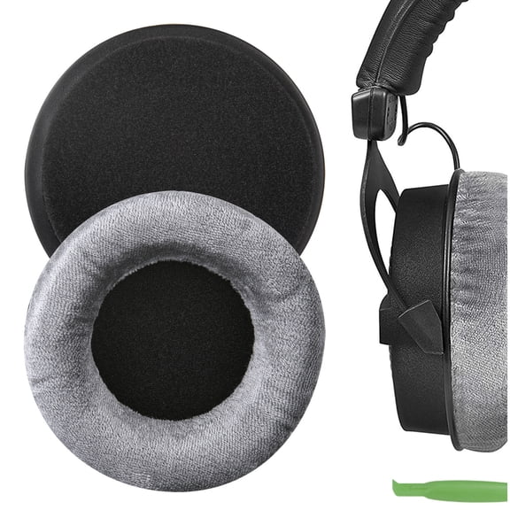 Geekria Comfort Velour Replacement Ear Pads for Beyerdynamic DT440, DT770, DT790, 797, 860, 880, 990, DT990PROX, T 5P, 70, 90, HS 200, 400, 800, MMX300, RSX700 Headphones (Grey)