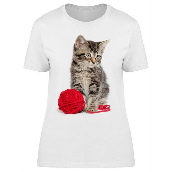 A Kitten With Yarn T-Shirt Women -Image by Shutterstock, Female x-Large