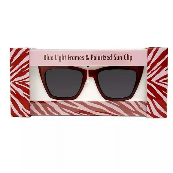 Christian Siriano Ladies' Sunglass Clip, Pouch & Blue Light Frames, New in Box