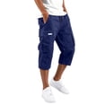 thumbnail image 2 of CQONEPT Mens Capri Cargo Pants Elastic Waist Drawstring Pant Stretch Straight Fit Trousers with Multi Pockets Navy 3XL, 2 of 5