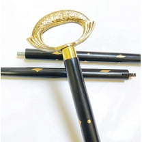 Hand Carved Wooden Walking Stick Cane with Designer Brass Handle Cane