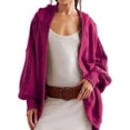 thumbnail image 3 of Women'S Casual Retro Cardigan Long Sleeve Fall Spring Jackets with Pockets Rose Red L, 3 of 9
