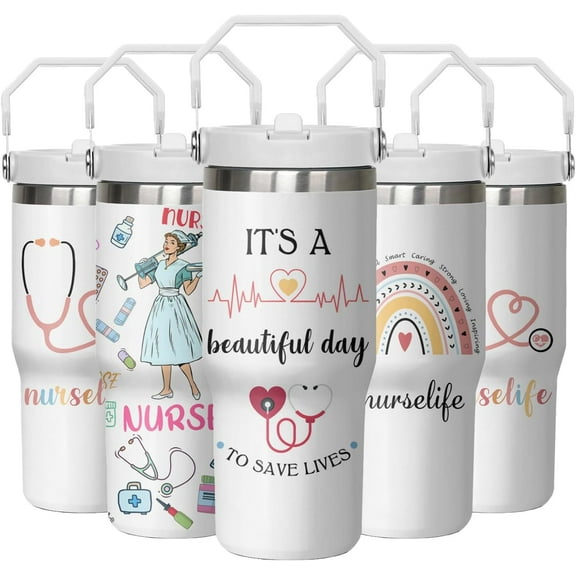 30oz Nurse Insulated Tumbler, Perfect for Nurse''s Day Gifts, Nurse''s Week Gifts, New Nurse Gifts, Nurse Tumbler with Handle, Gifts for Nursing Students.
