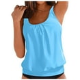 thumbnail image 3 of Huesdet Womens Swimwear Tankini Swimsuits for Women 2025 Tummy Control Swimsuit Bathing Suit Top Women Bathing Suit Top(Light Blue,XXL), 3 of 6