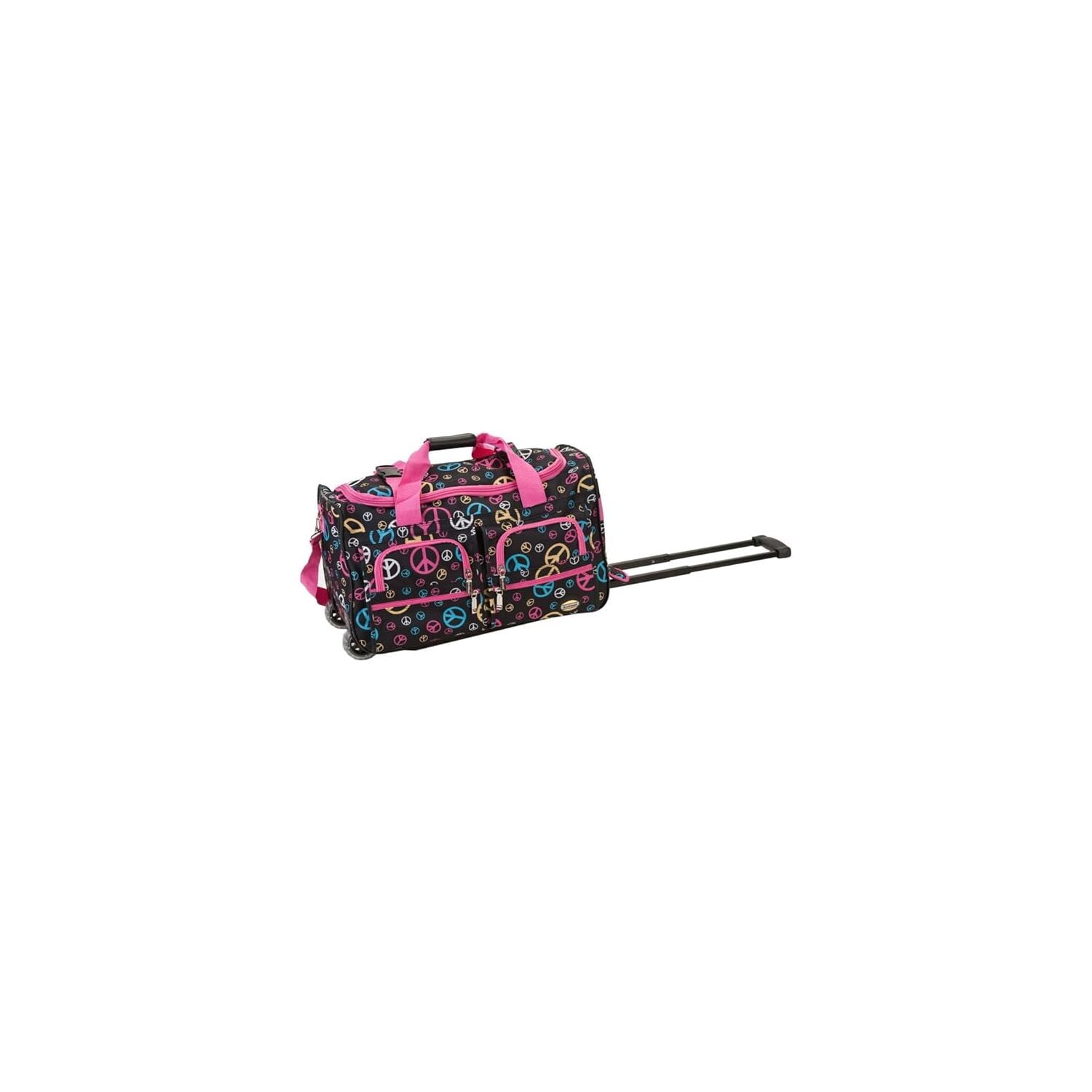 HomeStock City Sleek 22" Rolling Duffle Bag, Lightweight, Durable Travel Luggage with Wheels, 22"L x 12"W x 11"H, Stylish & Easy to Maneuver-Color:Peace