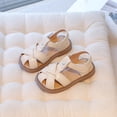 thumbnail image 2 of Girls Fisherman Sandals Soft Leather Closed Toe Princess Flat Shoes Summer Casual Breathable Strappy Beach Shoes White 8.5 Toddler, 2 of 7