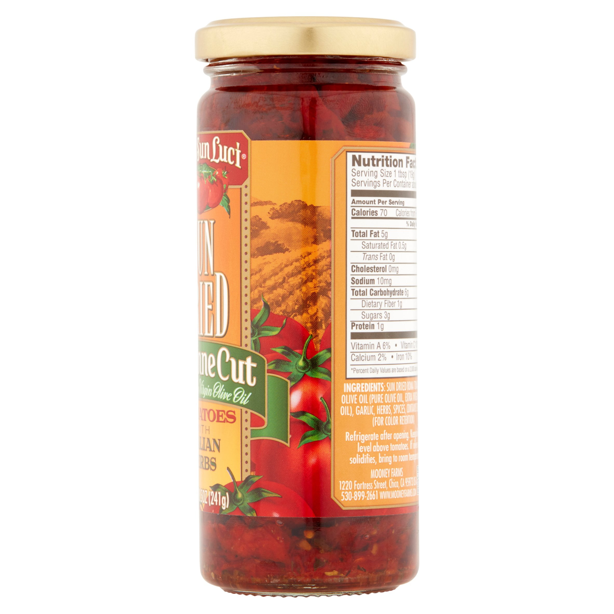 Bella Sun Luci Sun Dried Tomatoes in Olive Oil with Italian Herbs, Julienne Cut, 8.5 oz Jar
