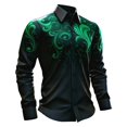 thumbnail image 4 of Mens Shirts Casual Carnival Gothic Festival Print Long Sleeve Top Dark Style Comfortable Shirt for Men Green L, 4 of 4
