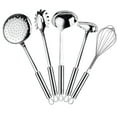 thumbnail image 3 of RJ Legend 304 Stainless Steel Micro-Perforated Skimmer Strainer, Pasta Noodle Net Basket With Wooden Handle, 2 Pieces Kitchen Utensil Set - 6.4-inch and 8-inch Slotted Spoon Set, 3 of 10