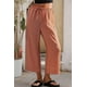 thumbnail image 4 of Pantalones Anchos Cómodos de Verano para Mujer, Color Marrón, Talla S, 4 of 5