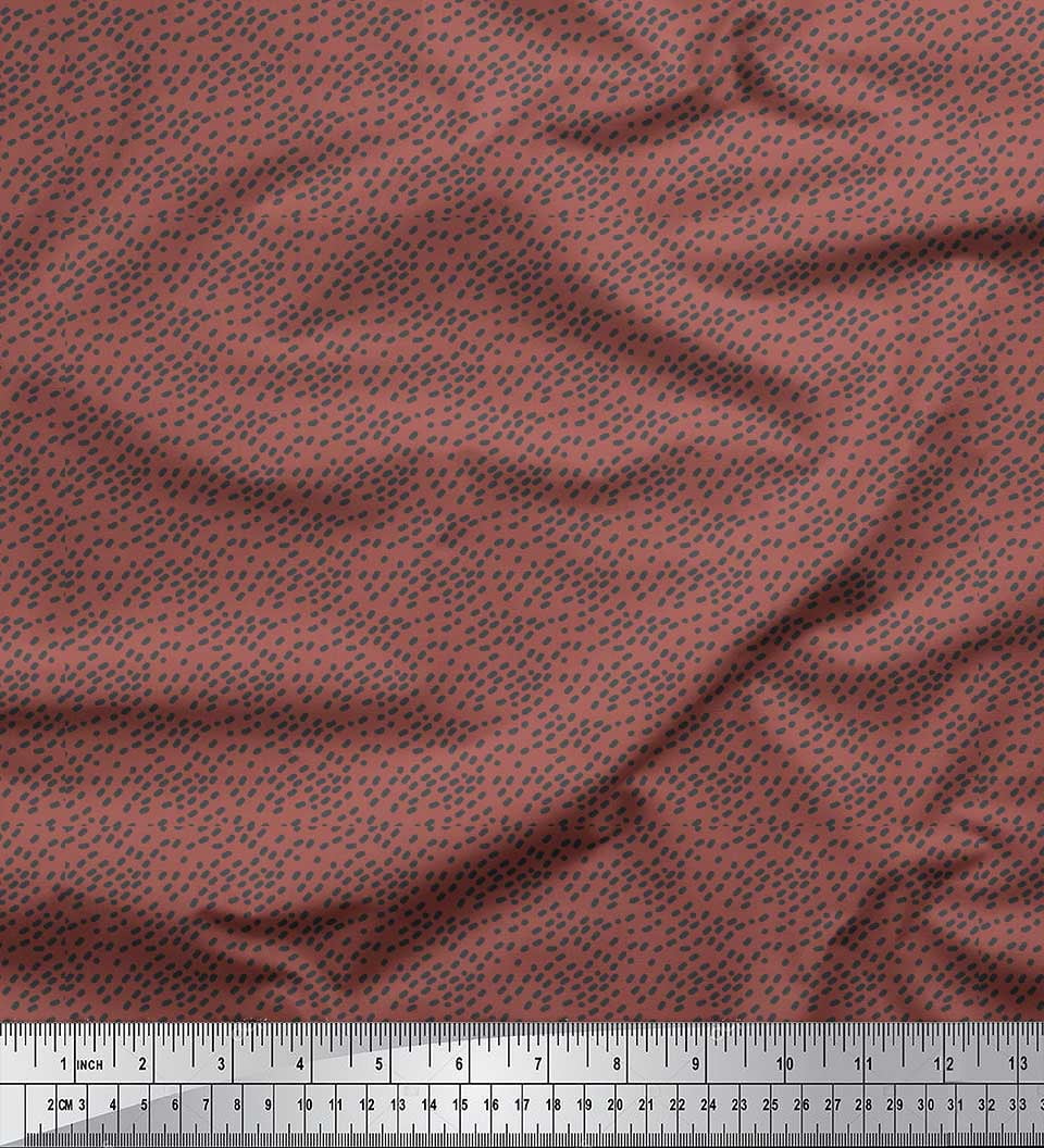 Soimoi Brown Rayon Fabric Brush Stroke & Dots Abstract Fabric Prints By Yard 42 Inch Wide