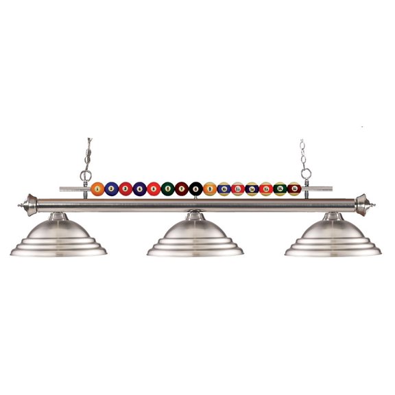 Z-Lite Shark 3 Light Billiard Light in Brushed Nickel