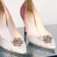 thumbnail image 4 of KLKCMS 2 Pcs Elegant Rhinestone Clips s Jewelry Crystal Decoration Buckle Heels Diamond Brown, 4 of 6