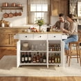 thumbnail image 4 of Homy Casa Rolling Kitchen Island Cart with Wood Top 3 Drawers & Cabinets, Mobile Storage for Kitchen, 4 of 9