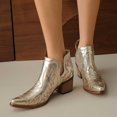 thumbnail image 4 of SACFOF Women's Cowboy Boots Cowgirl Ankle Pointed Toe Chunky Heel Cutout, 4 of 6