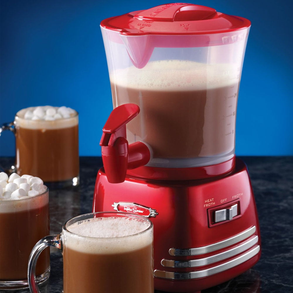 Nostalgia Retro 32-Ounce Hot Chocolate, Milk Frother, Cappuccino, Mocha,  Latte Maker and Dispenser