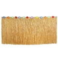 thumbnail image 2 of 9 feet X 11 Luau Grass Table Skirt, Hawaiian Luau Libiscus Table Skirt for Hawaiian Party, Luau Party Supplies, Luau Party Decorations, Moana Birthday Party, 2 of 7