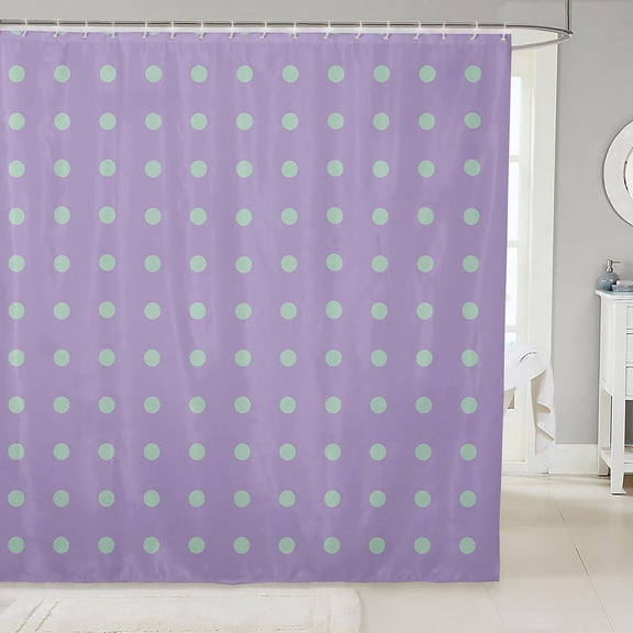Purple Polka Dot Shower Curtain 71x71 inches