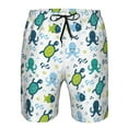 thumbnail image 3 of Honeii's Cartoon Sea Creatures Print Men's Casual Shorts with Drawstring，Swim Trunks Quick Dry Beach Shorts, 3 of 5