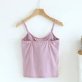 thumbnail image 5 of BRGZLK Women's Camisole Tops Fashion Solid Color With Chest Pad No Steel Rings Bottom Cotton Undershirts Spaghetti Strap Top Pink L, 5 of 6